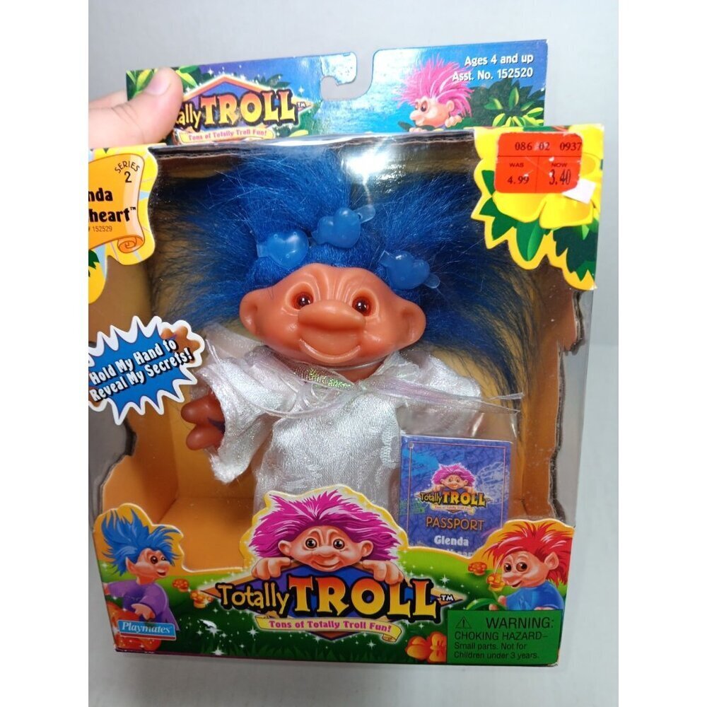 New Vtg 2001 Totally Troll Glenda Goodheart Playmates Blue Hair Dam Trolls - Picture 6 of 6